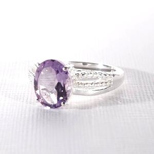 Amethyst Rose de France Solitaire Ring Size 5